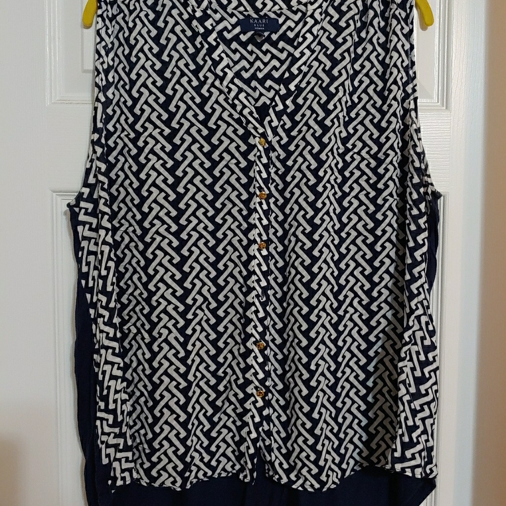 Sleeveless Navy Blouse